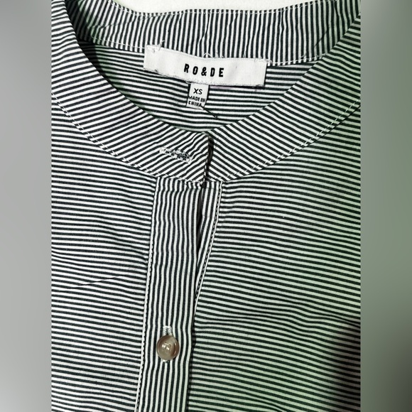 RO & DE Gray and‎ white micro striped tab collar top size XS. - Picture 8 of 11